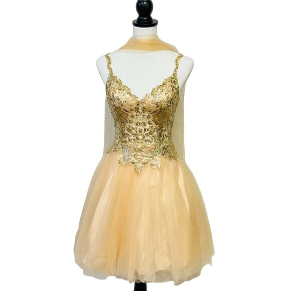 Cinderella Divine Sequin Fit & Flare Mini Party Dress Sleeveless Tulle Skirt XS - Picture 5 of 12